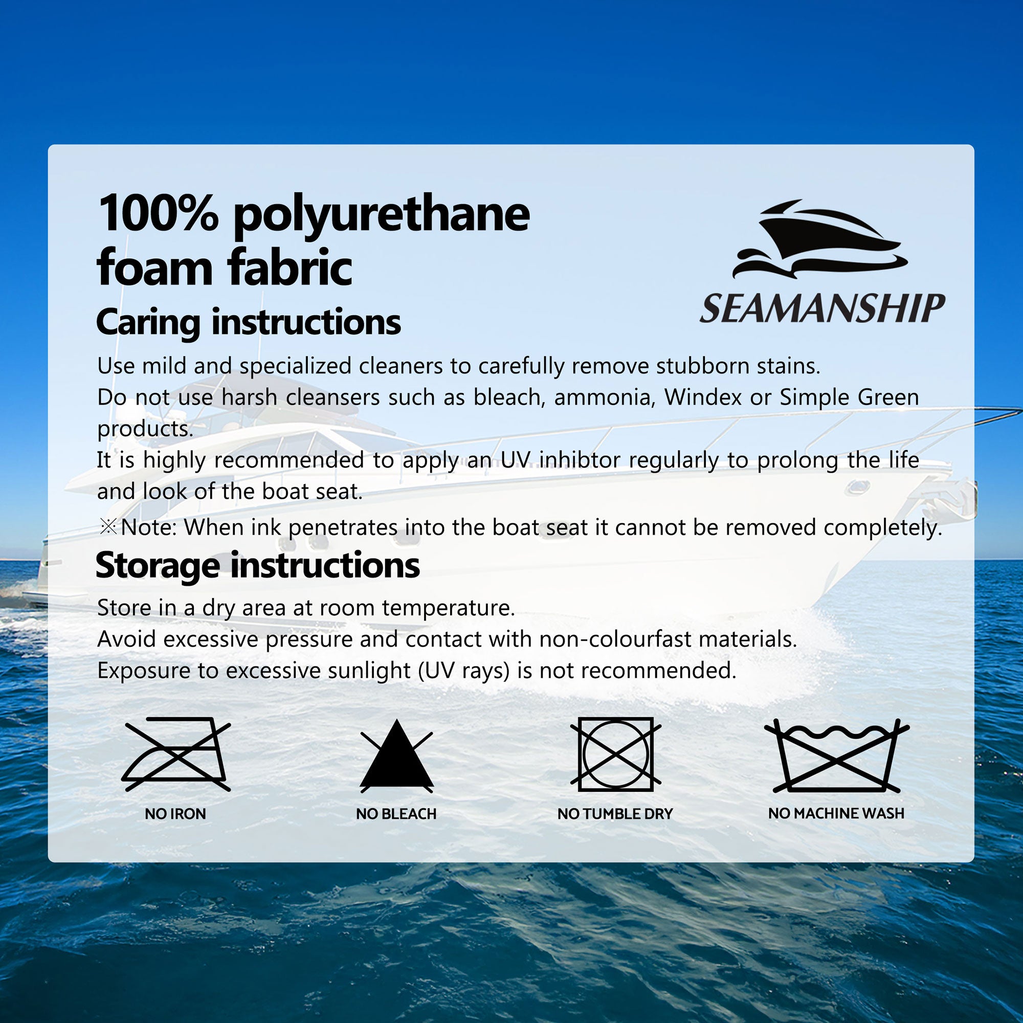 Seamanship 2X Folding Boat Seats with 2X Adjustable Pedestals 34–46cm Marine Swivel Low Back 13cm Padding White Blue