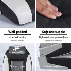 Seamanship 2X Folding Boat Seats with 2X Adjustable Pedestals 34–46cm Marine Seat Swivel High Back 12cm Padding Black