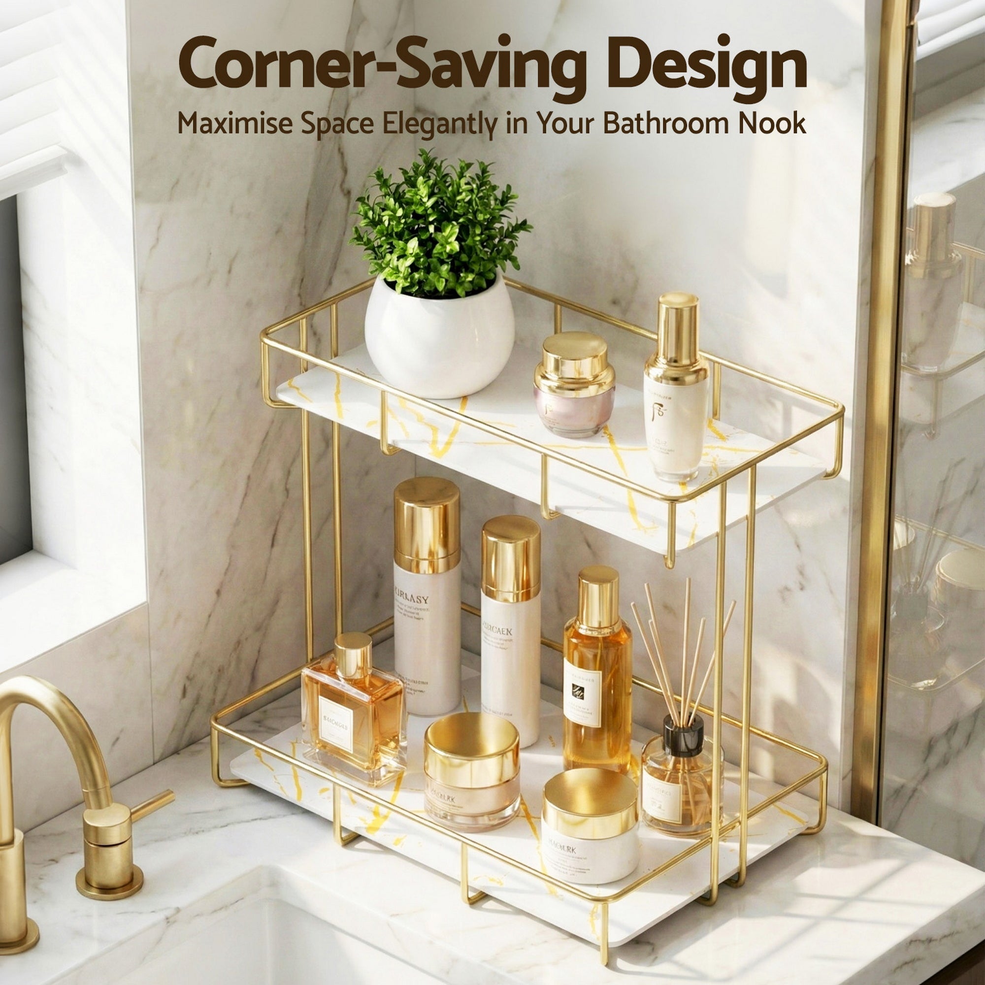 Artiss Bathroom Storage Rack 2 Tier Corner Free Delivery