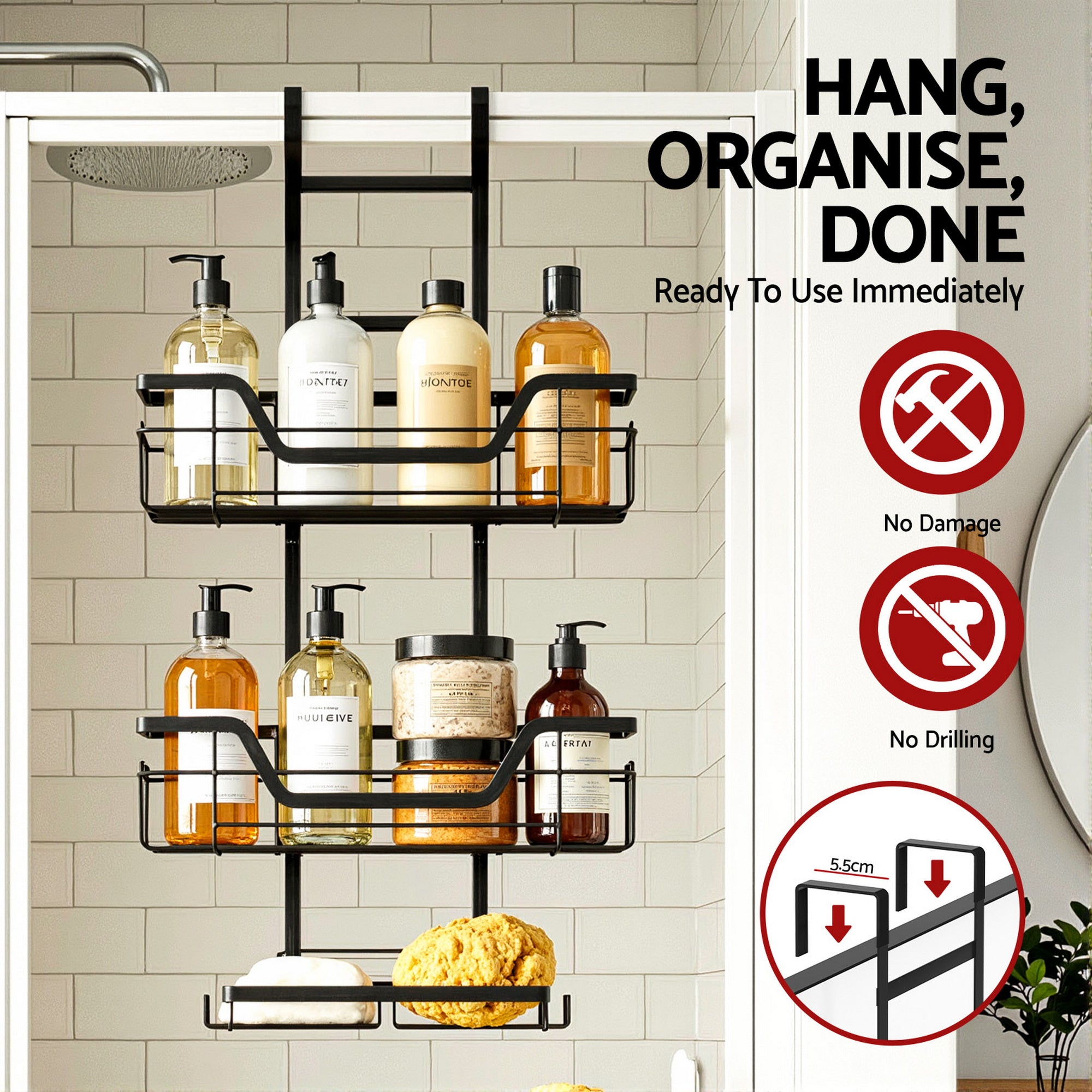 Artiss 3 Tier Over Door Shower Caddy Free Delivery