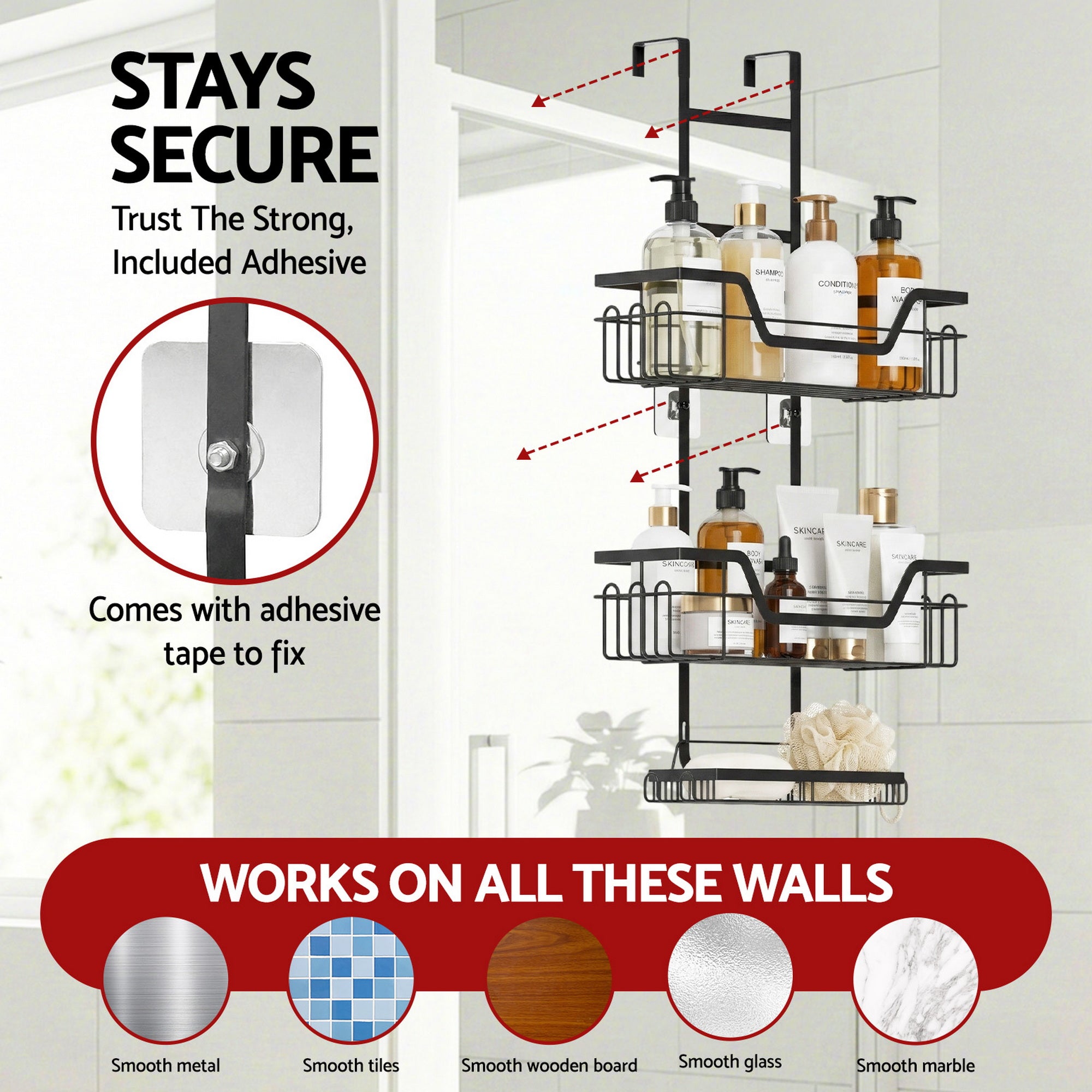 Artiss 3 Tier Over Door Shower Caddy Free Delivery