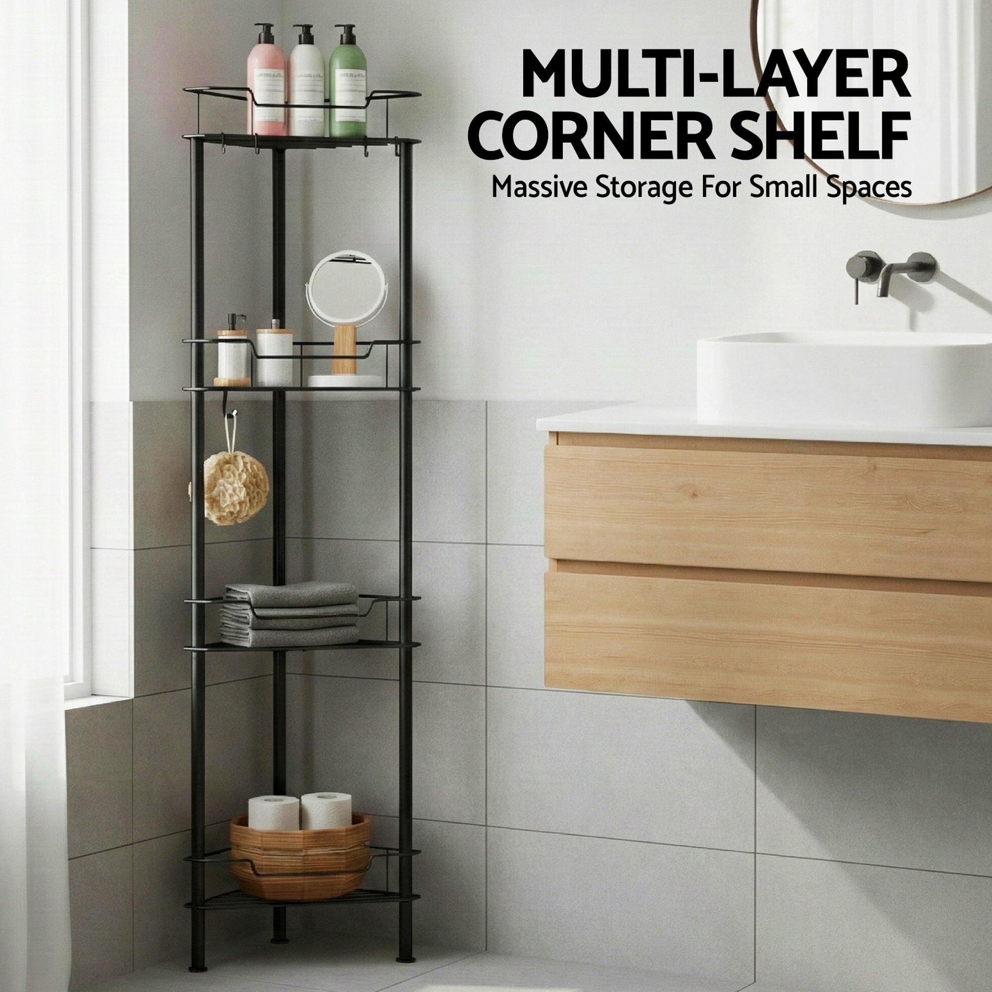 Artiss 4 Tier Floor Standing Corner Shower Free Delivery