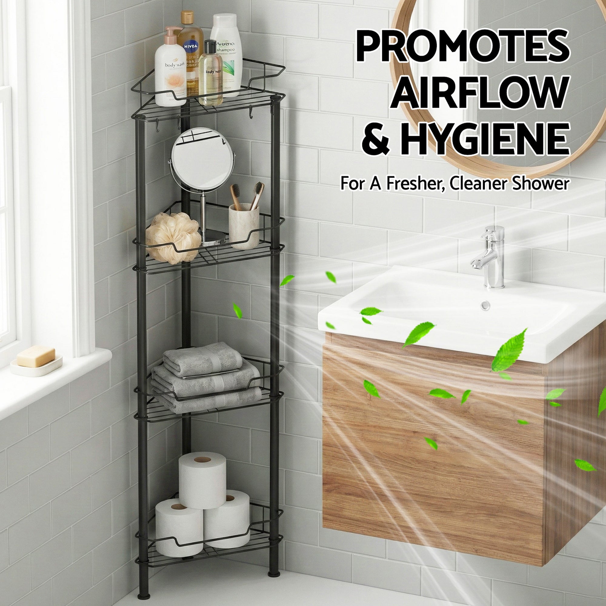 Artiss 4 Tier Floor Standing Corner Shower Free Delivery