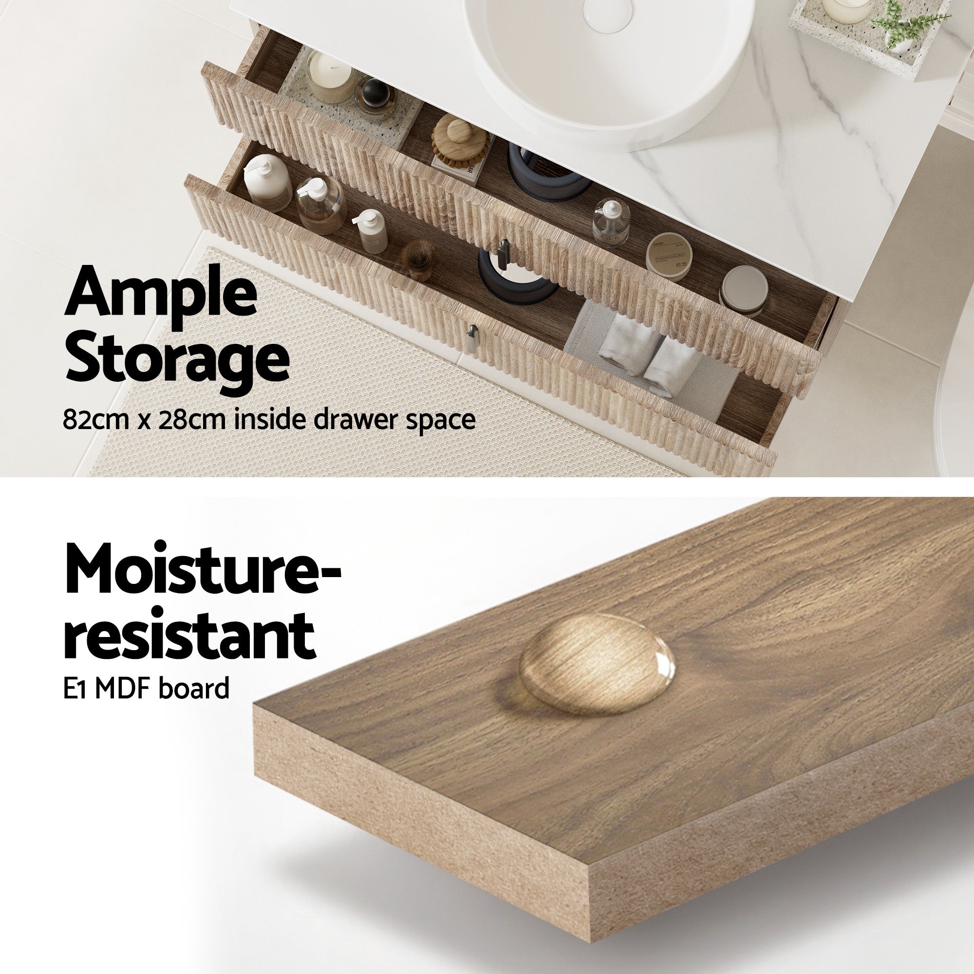 Cefito Vanity Unit 900mm Bathroom Cabinet Storage Wall Hung Timber Front Pine