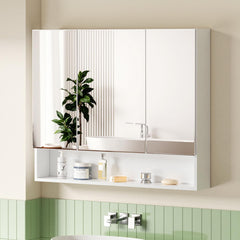 Cefito Bathroom Mirror Cabinet Medicine Adjustable Shelves Wall Hung 900x750mm White