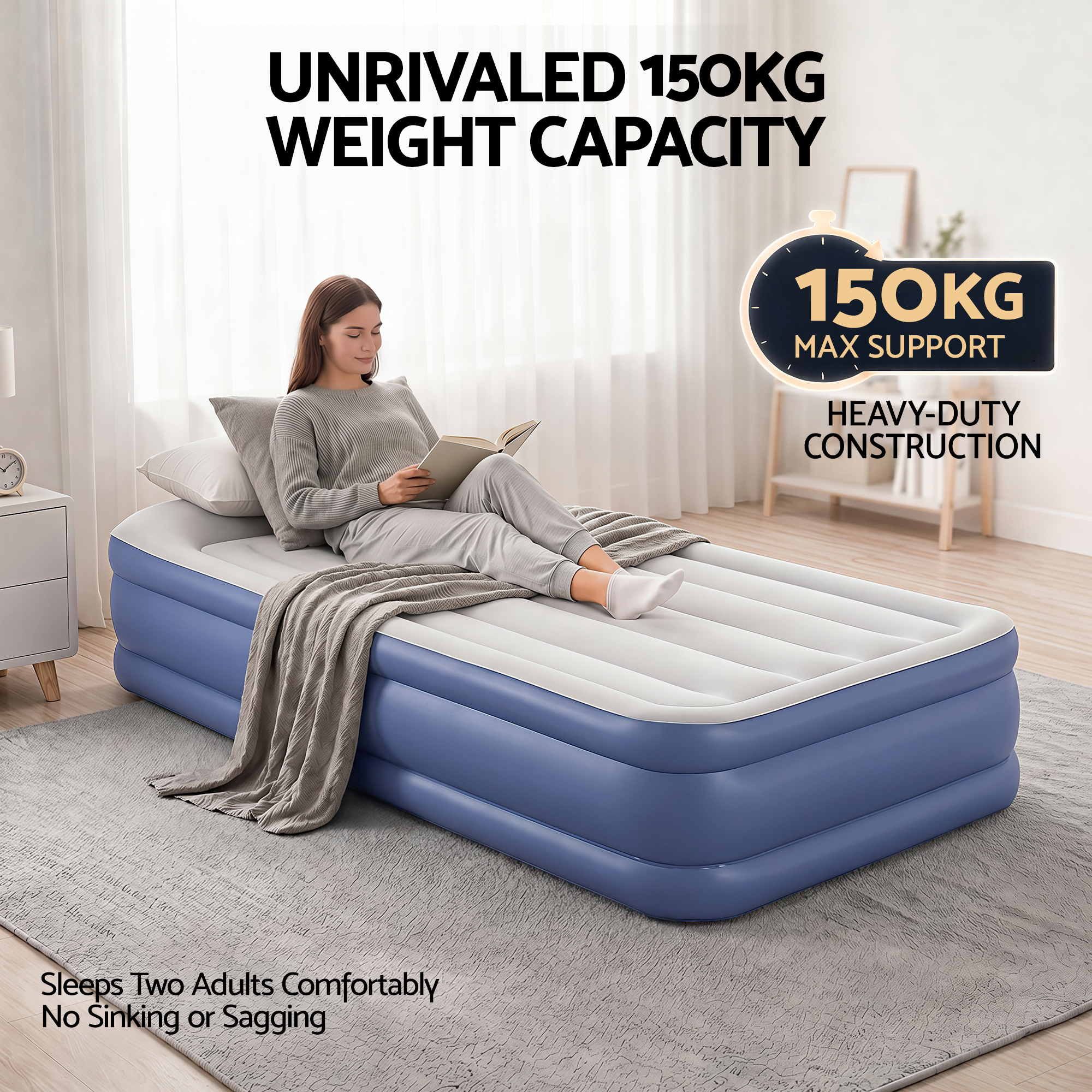 Bestway Air Mattress Inflatable Bed 46cm Airbed Single Blue