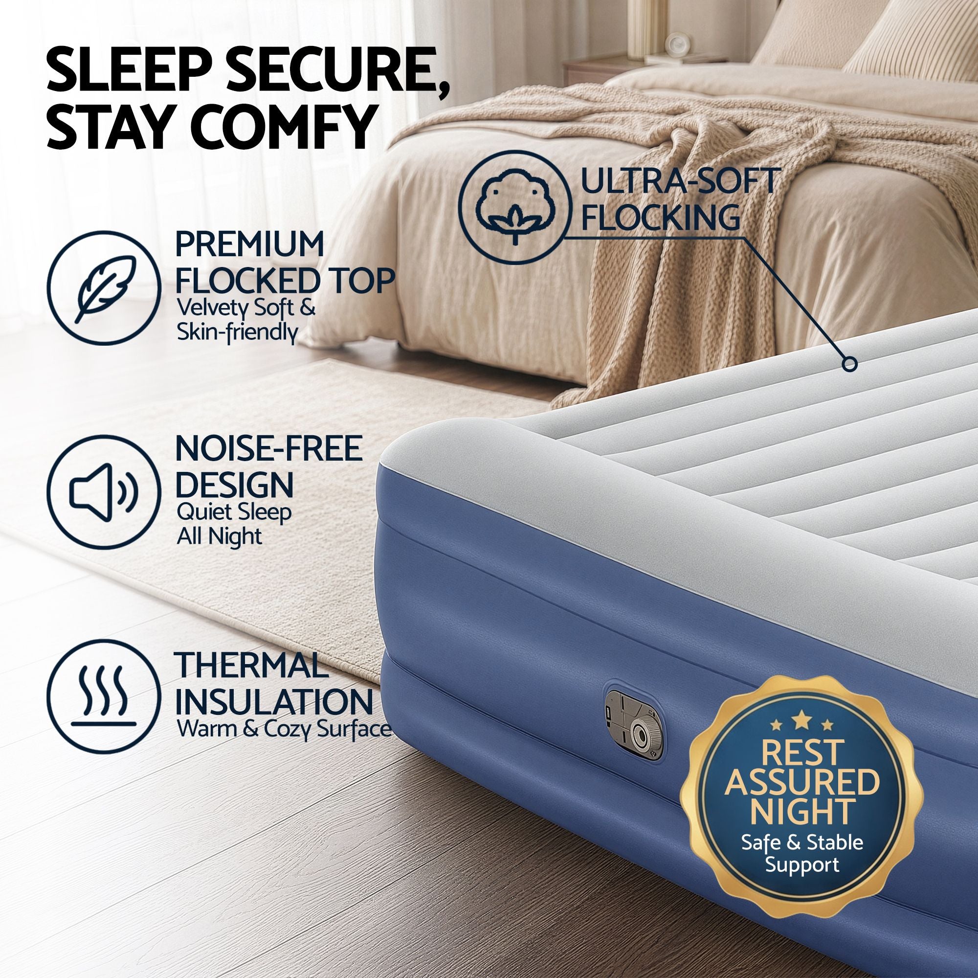 Bestway Air Mattress King Inflatable Bed 56cm Airbed Blue