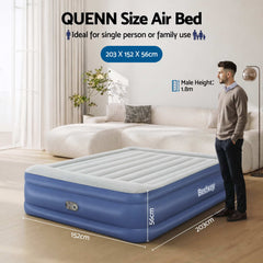 Bestway Air Bed Queen Size Mattress 56cm Premium Inflatable Built-in Pump Beds