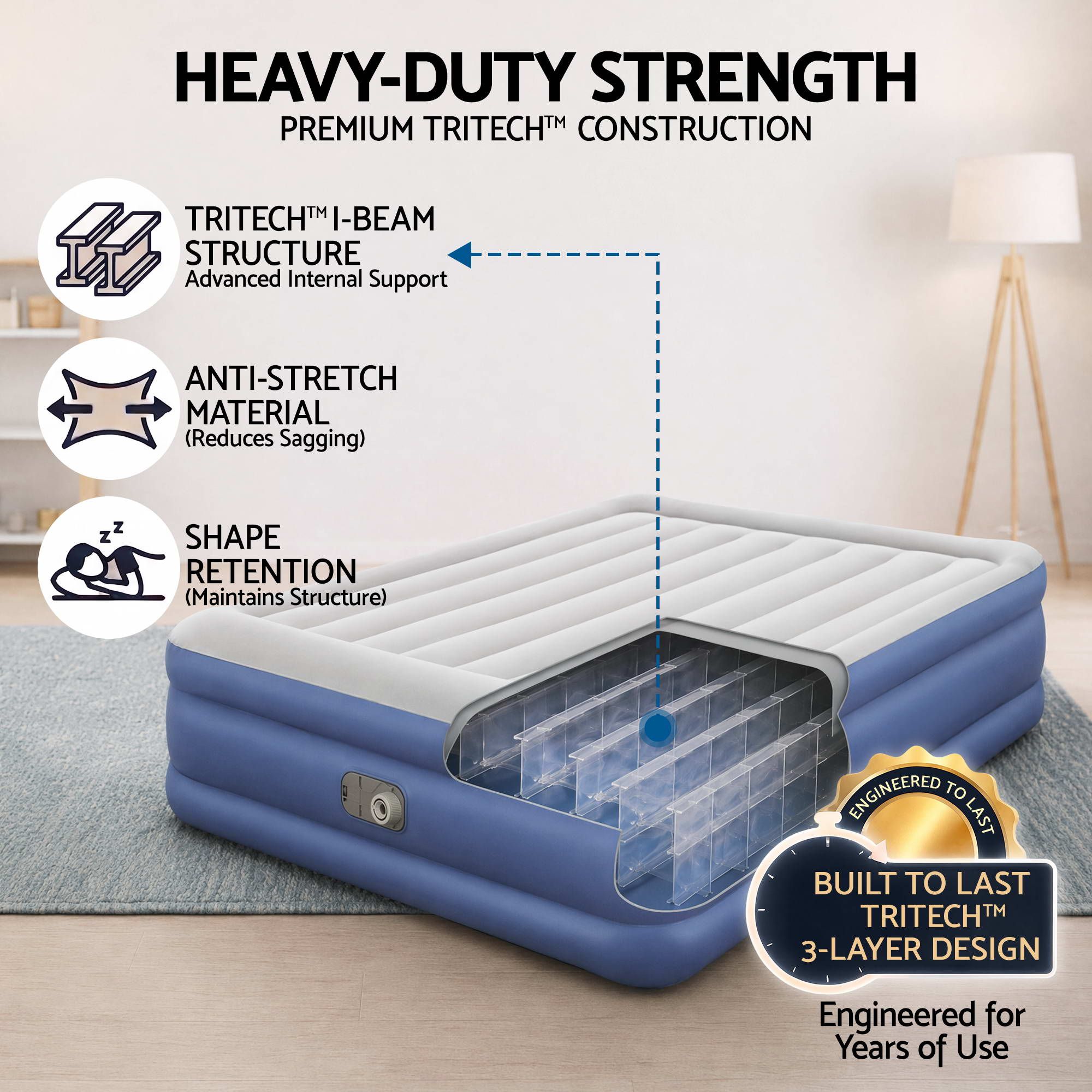 Bestway Air Bed Queen Size Mattress 56cm Premium Inflatable Built-in Pump Beds