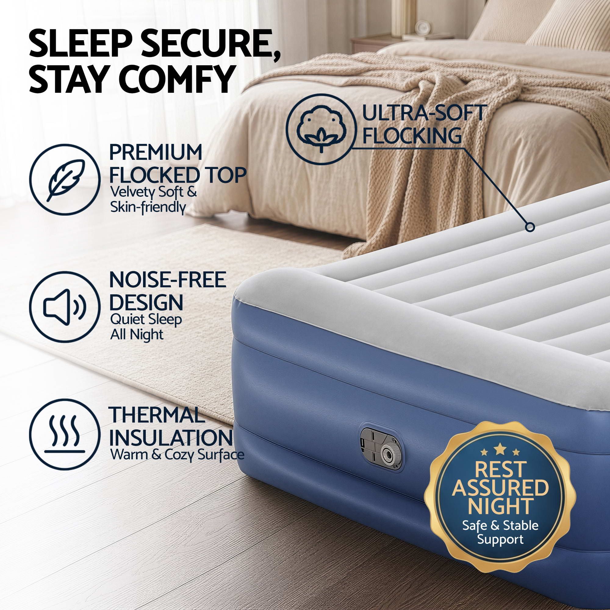 Bestway Air Bed Queen Size Mattress 56cm Premium Inflatable Built-in Pump Beds