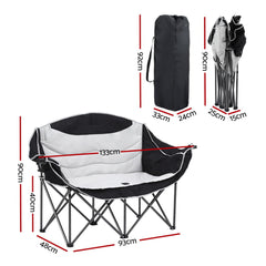 Weisshorn Camping Chair Double Folding Moon Chair Portable Seat 240KG