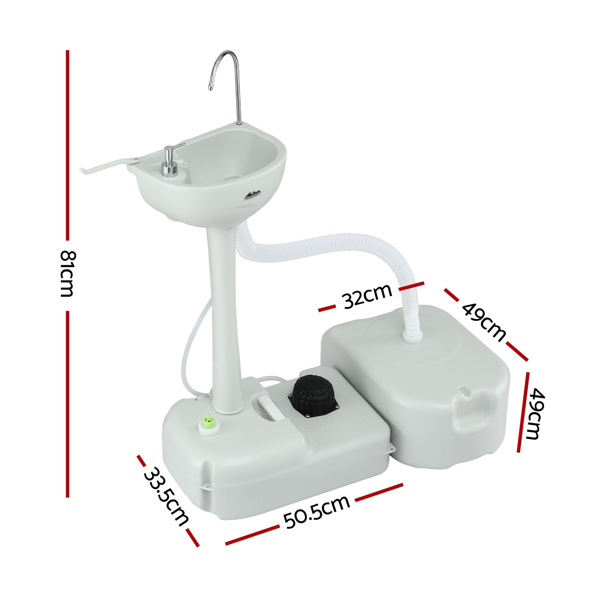 Weisshorn Camping Basin Portable Hand Wash Sink Stand 43L Capacity