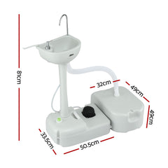 Weisshorn Camping Basin Portable Hand Wash Sink Stand 43L Capacity