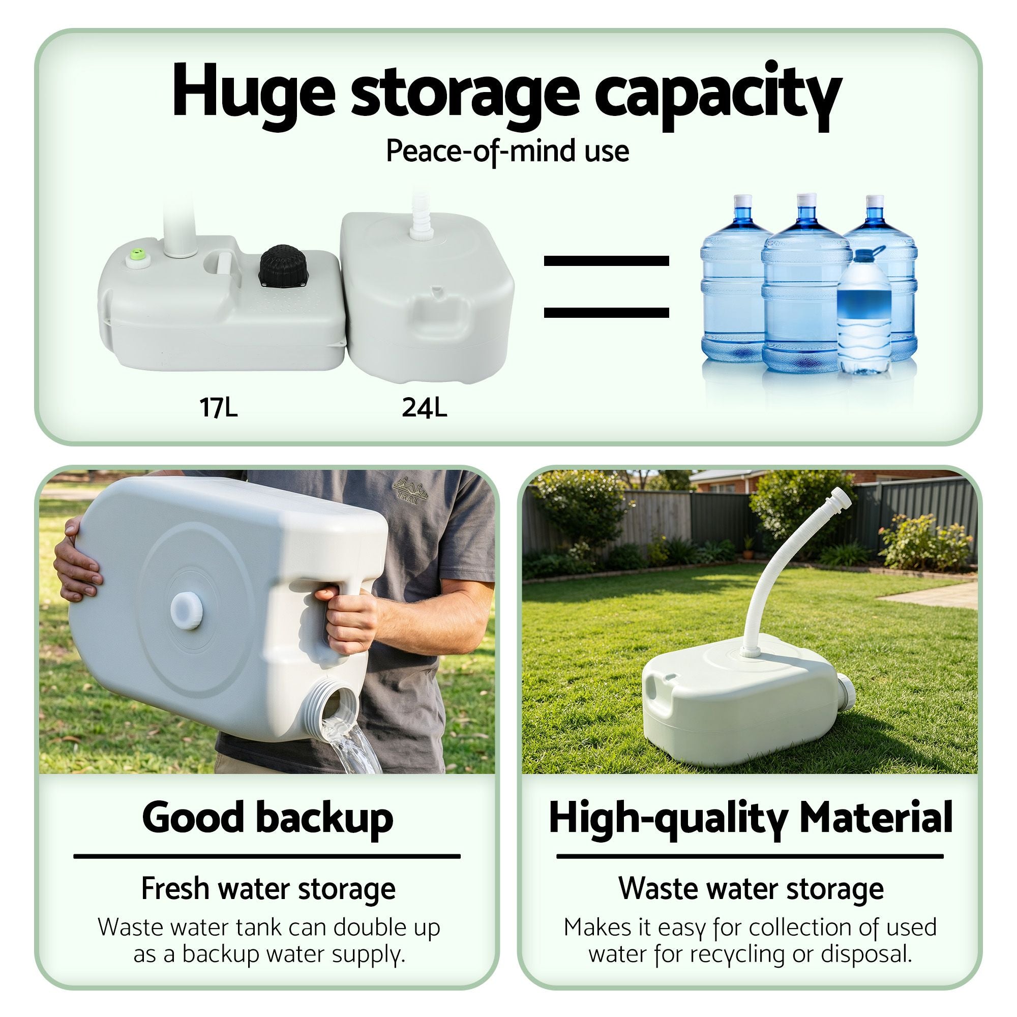 Weisshorn Camping Basin Portable Hand Wash Sink Stand 43L Capacity