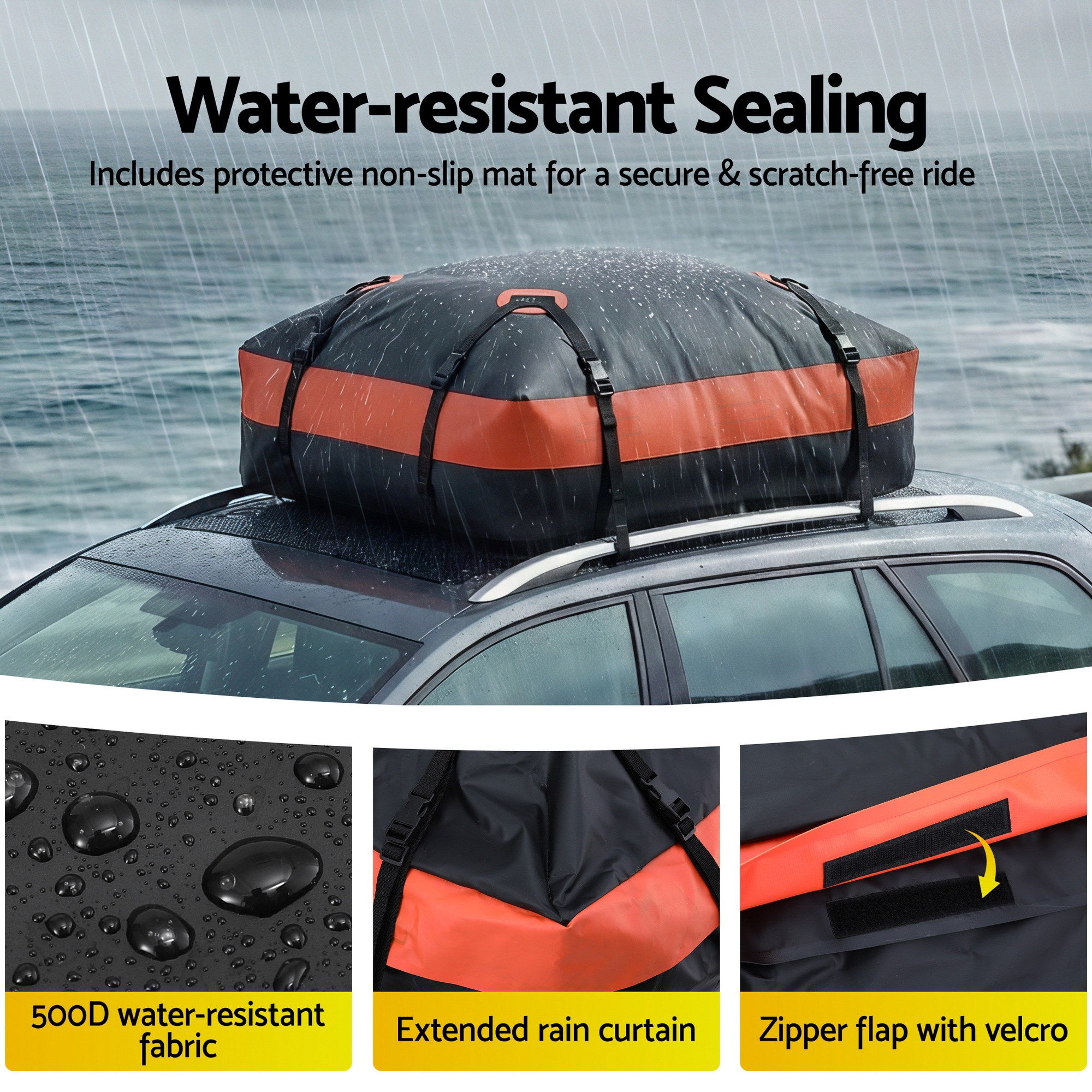Giantz Roof Top Cargo Bag Waterproof Car Luggage Carrier 15 Cubic Ft Universal - Free Delivery