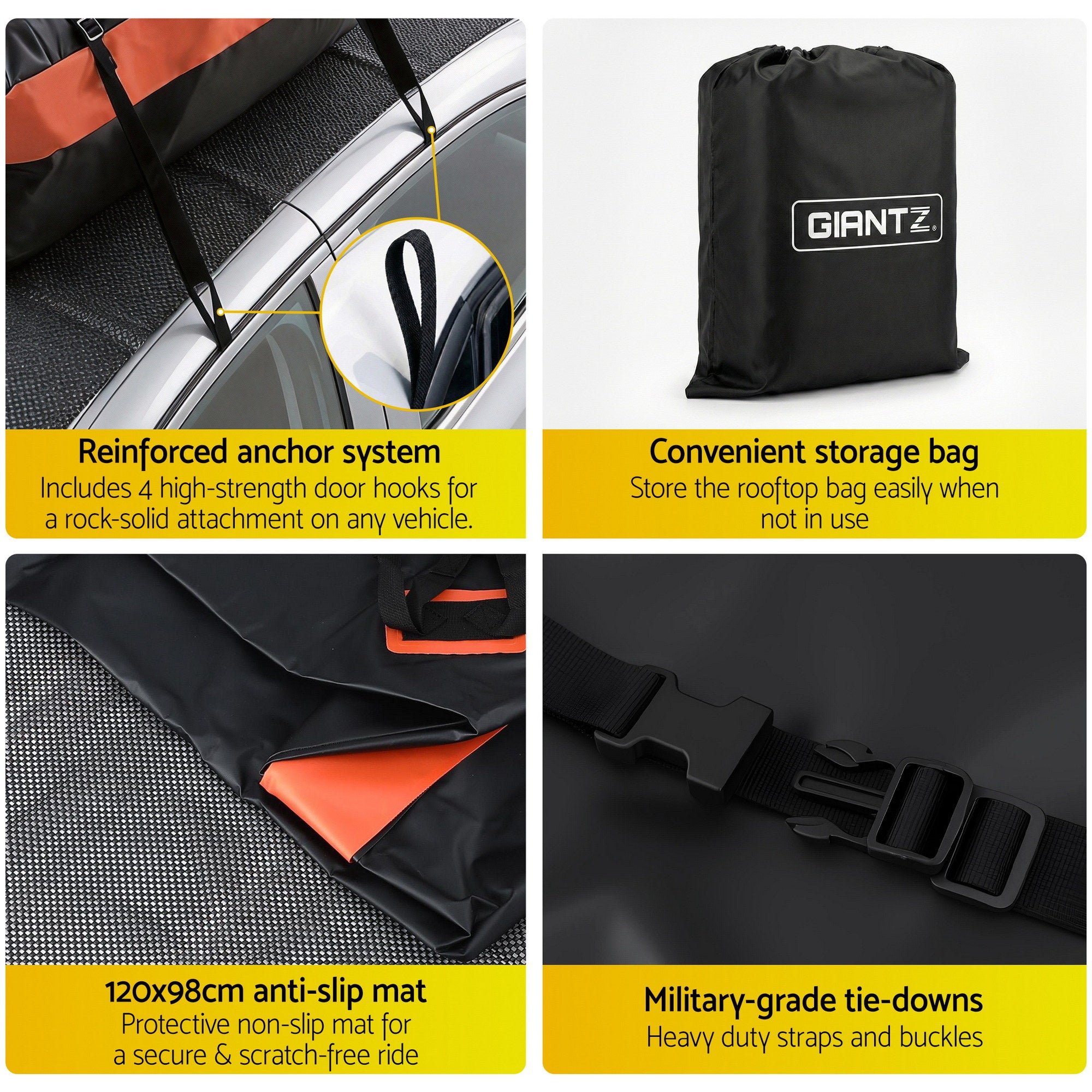 Giantz Roof Top Cargo Bag Waterproof Car Luggage Carrier 15 Cubic Ft Universal - Free Delivery