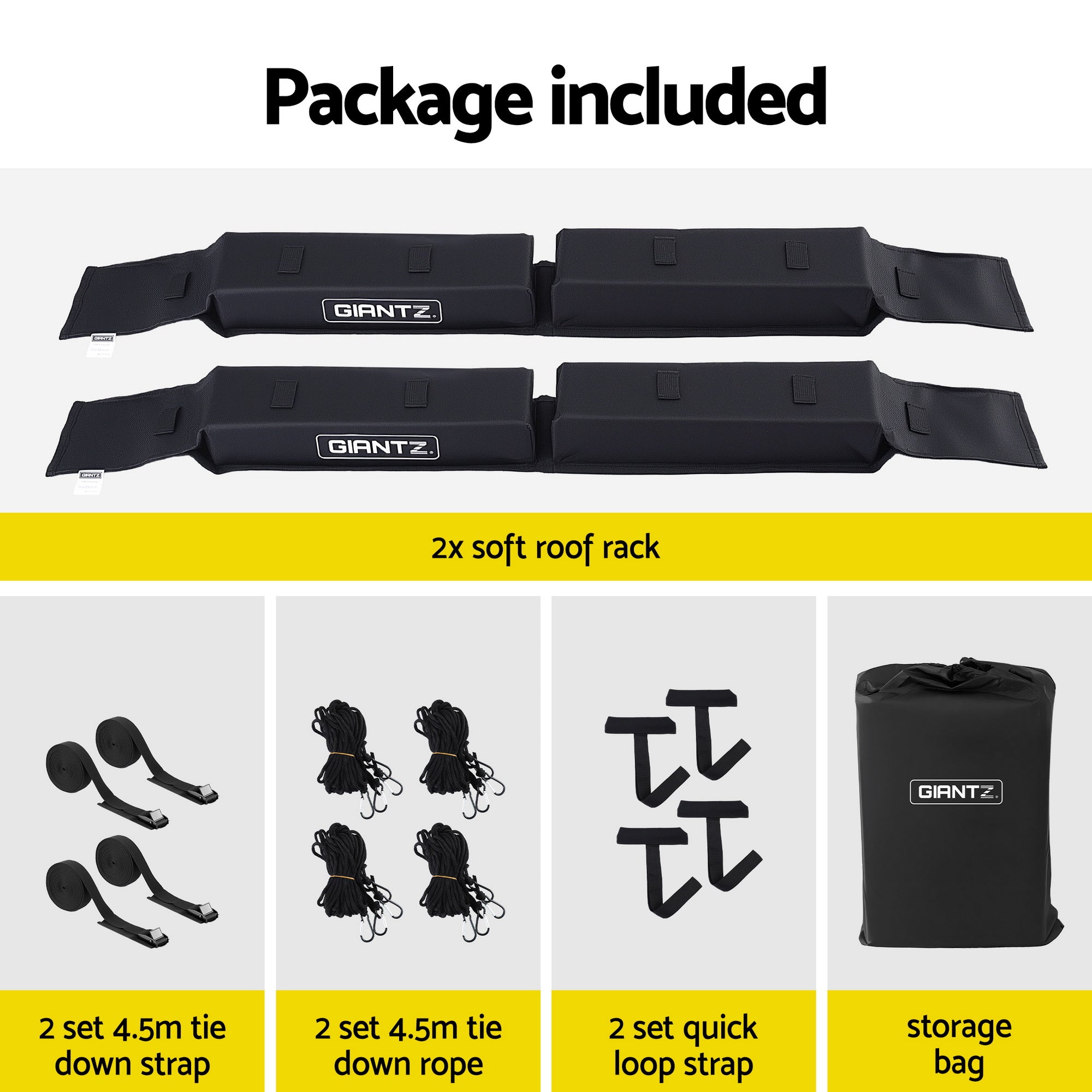 Giantz Kayak Roof Rack Car, Universal Soft Free Delivery