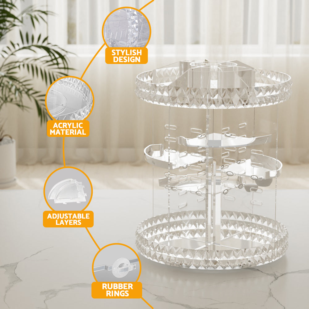 Embellir Makeup Organizer Acrylic Rotating Cosmetic Organizer Storage Display Holder