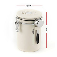 5-Star Chef 1.8L Stainless Steel Coffee Bean Storage Container Coffee Canister