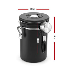 5-Star Chef 1.8L Stainless Steel Coffee Bean Storage Container Coffee Canister