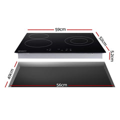 Devanti Electric Ceramic Cooktop 60cm Kitchen Cooker 4 Burner Hob Touch Control