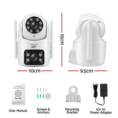 UL-Tech Wireless Security Camera Outdoor Indoor, 2.5K Dual Lens Pan Tilt, 4MP (2×2MP) IP Camera, Motion Detection, Auto-Tracking, Colour Night Vision, 2.4G WiFi, Two-Way Audio, Pet Baby Surveillance
