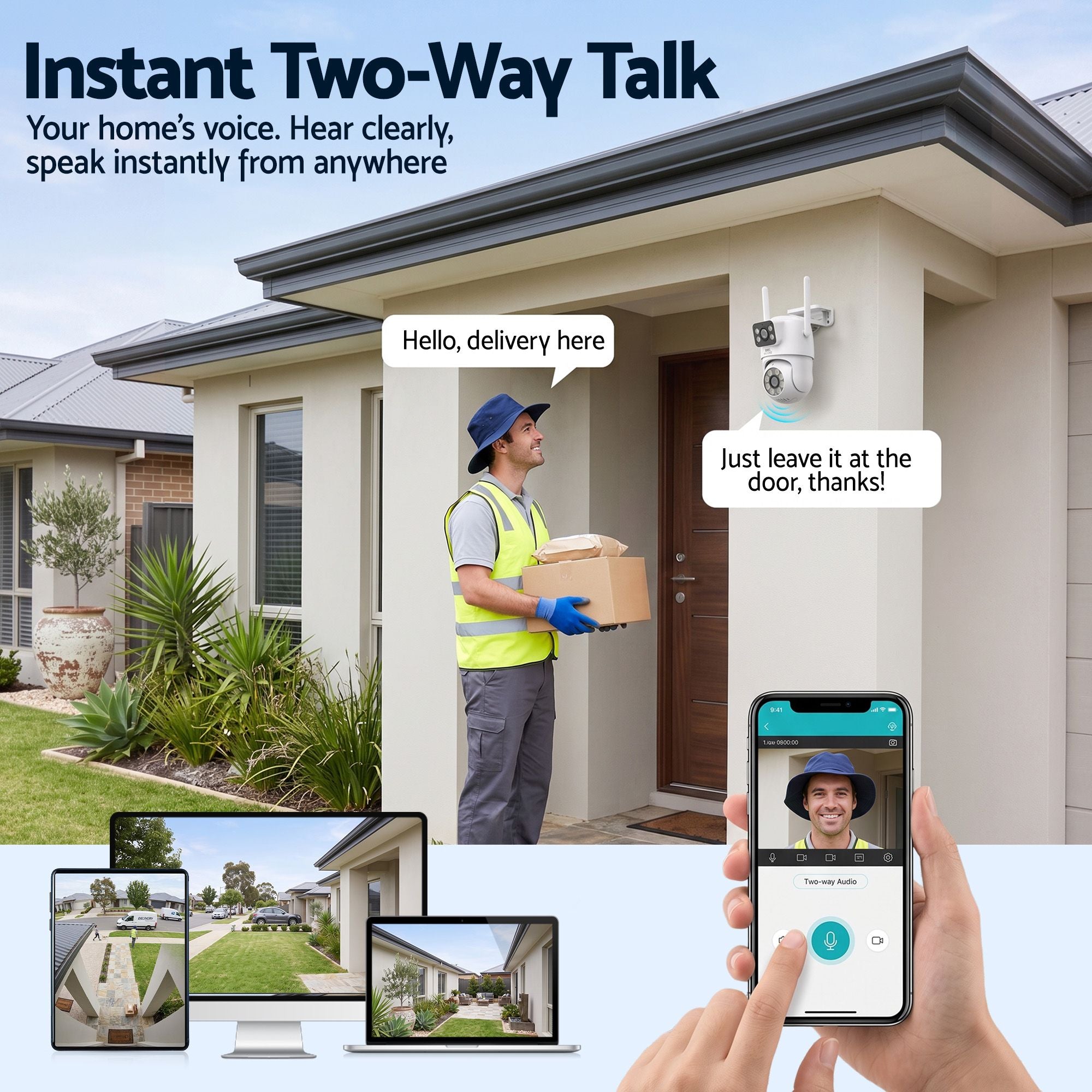 UL-Tech Wireless Security Camera Outdoor Indoor, 2.5K Dual Lens Pan Tilt, 4MP (2×2MP) IP Camera, Motion Detection, Auto-Tracking, Colour Night Vision, 2.4G WiFi, Two-Way Audio, Pet Baby Surveillance