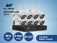 UL-tech Wireless CCTV Security System 8CH NVR 3MP 8 Square Cameras