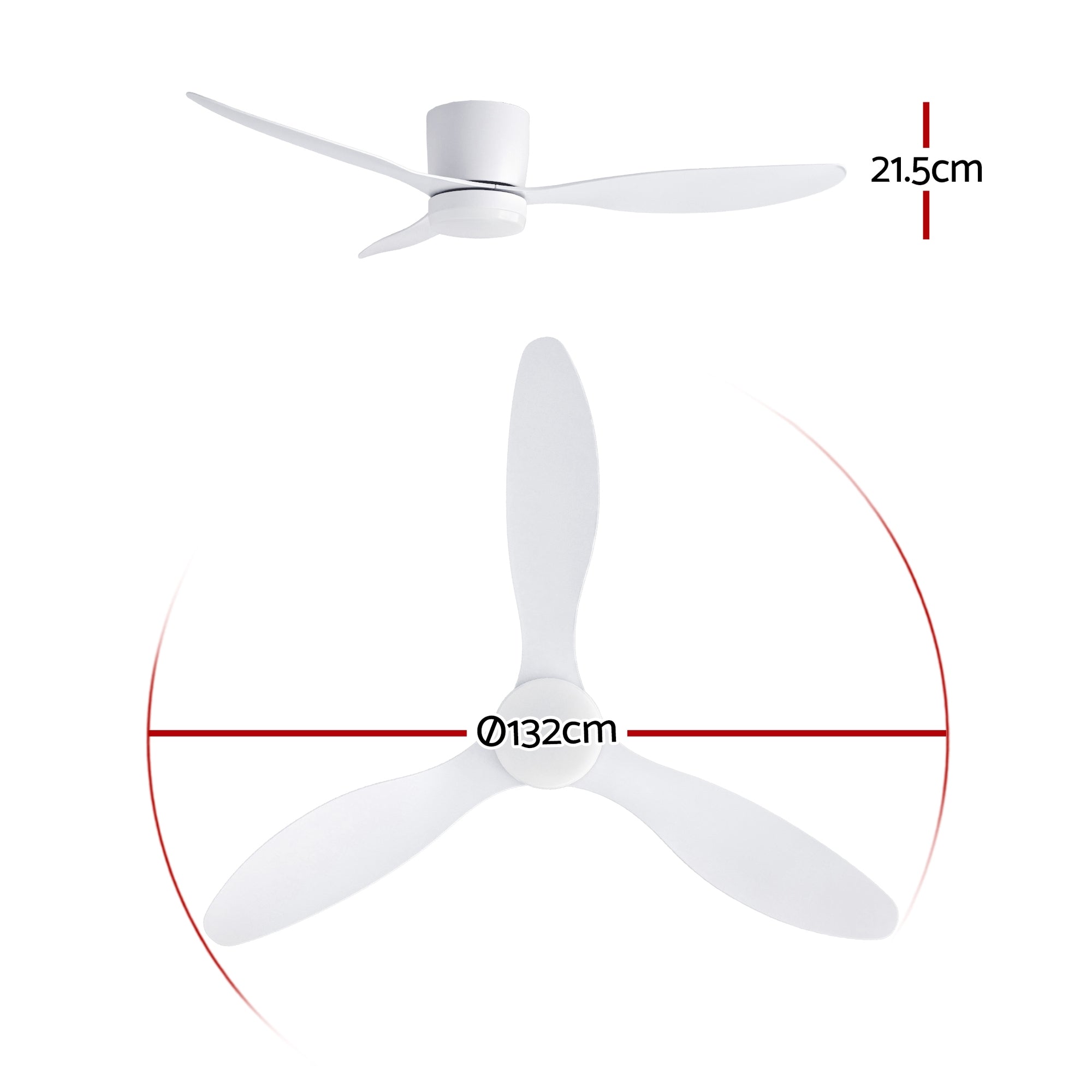 Devanti 52'' Ceiling Fan 3 Blades DC Motor w/Light w/Remote White