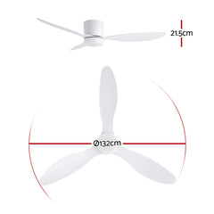 Devanti 52'' Ceiling Fan 3 Blades DC Motor w/Light w/Remote White