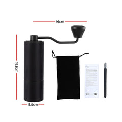 Devanti Manual Coffee Grinder with 24 Adjustable Settings | Hand Coffee Bean Burr Mill for Espresso French Press | Portable Stainless Steel Quiet Grinder with Storage Bag for Travel Camping, Black