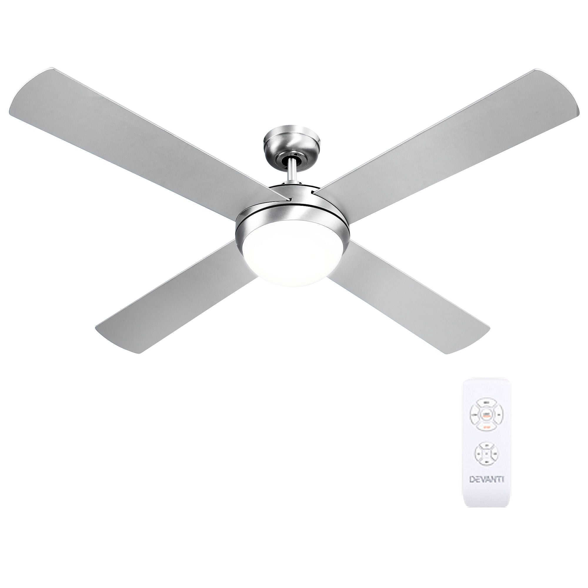 Devanti 52'' Ceiling Fan DC Motor w/Light w/Remote - Silver