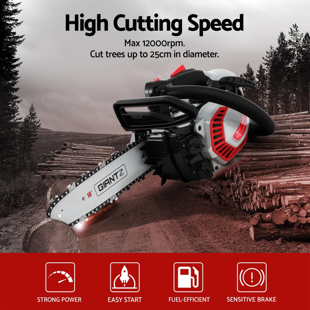 Giantz 25CC Petrol Chainsaw 10'' Bar Chain Free Delivery