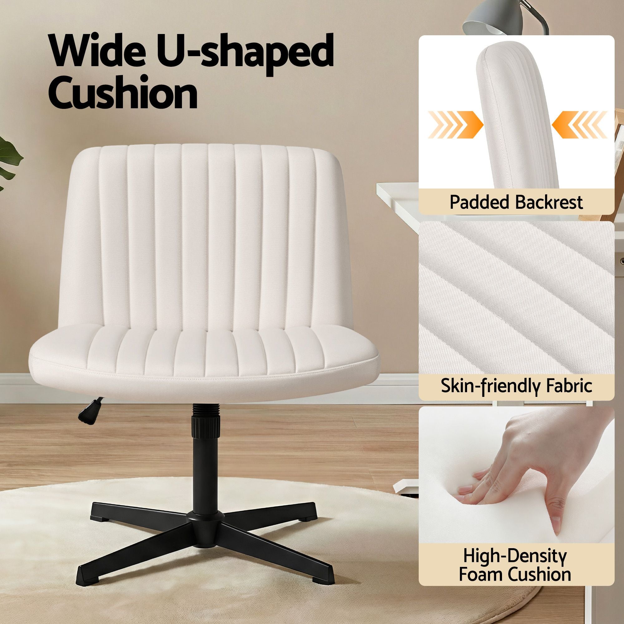 Artiss Office Desk & Chair Set 140cm Computer Desk with Rotatable Bookshelf & Criss Cross Office Chair Armless Swivel Chair, Home Office Study Workstation Furniture