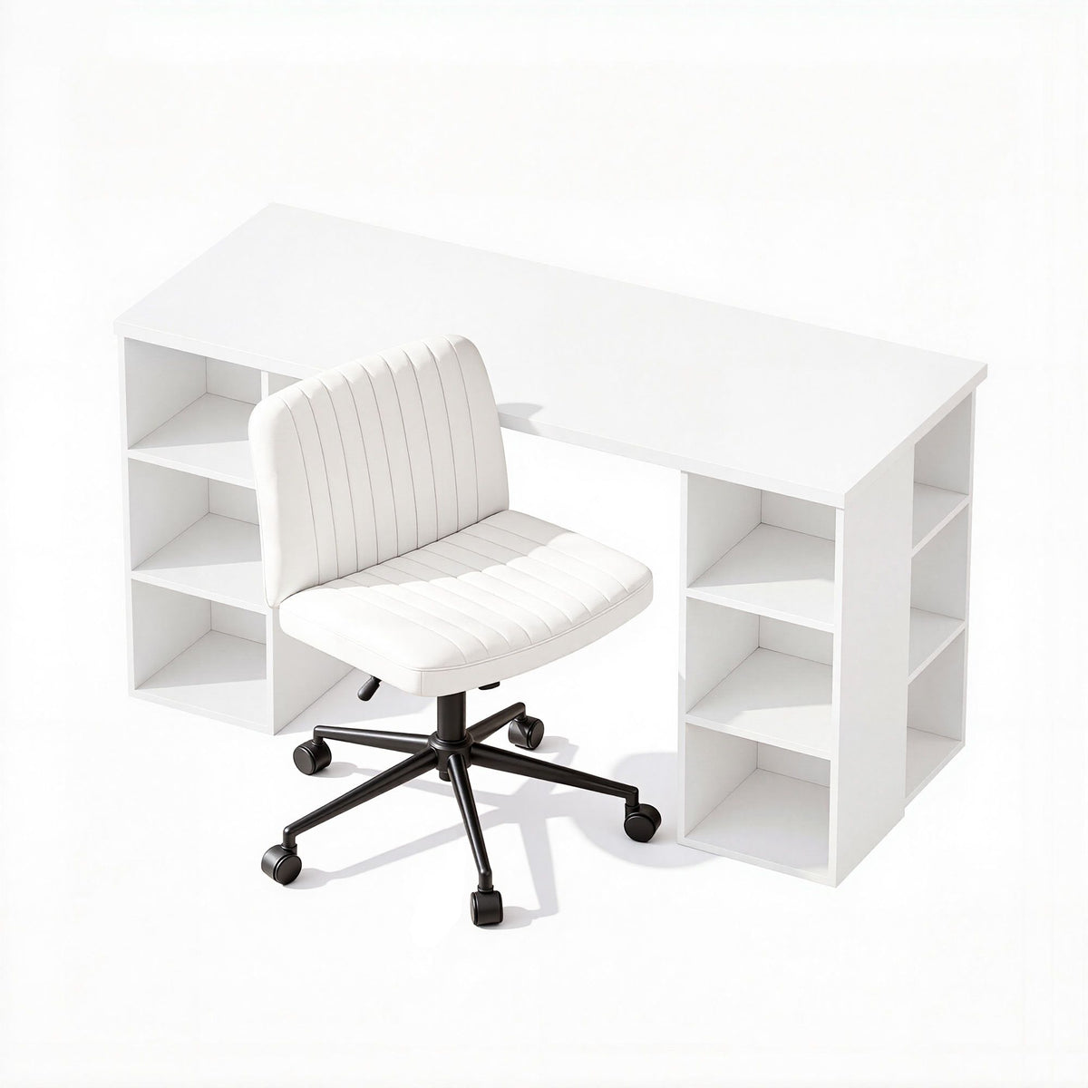 Artiss Office Desk & Chair Set 150cm Computer Desk with 6 Storage Shelves &