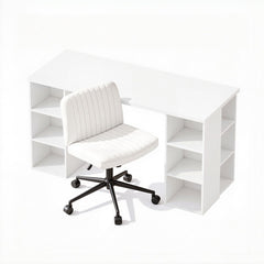 Artiss Office Desk & Chair Set 150cm Computer Desk with 6 Storage Shelves &