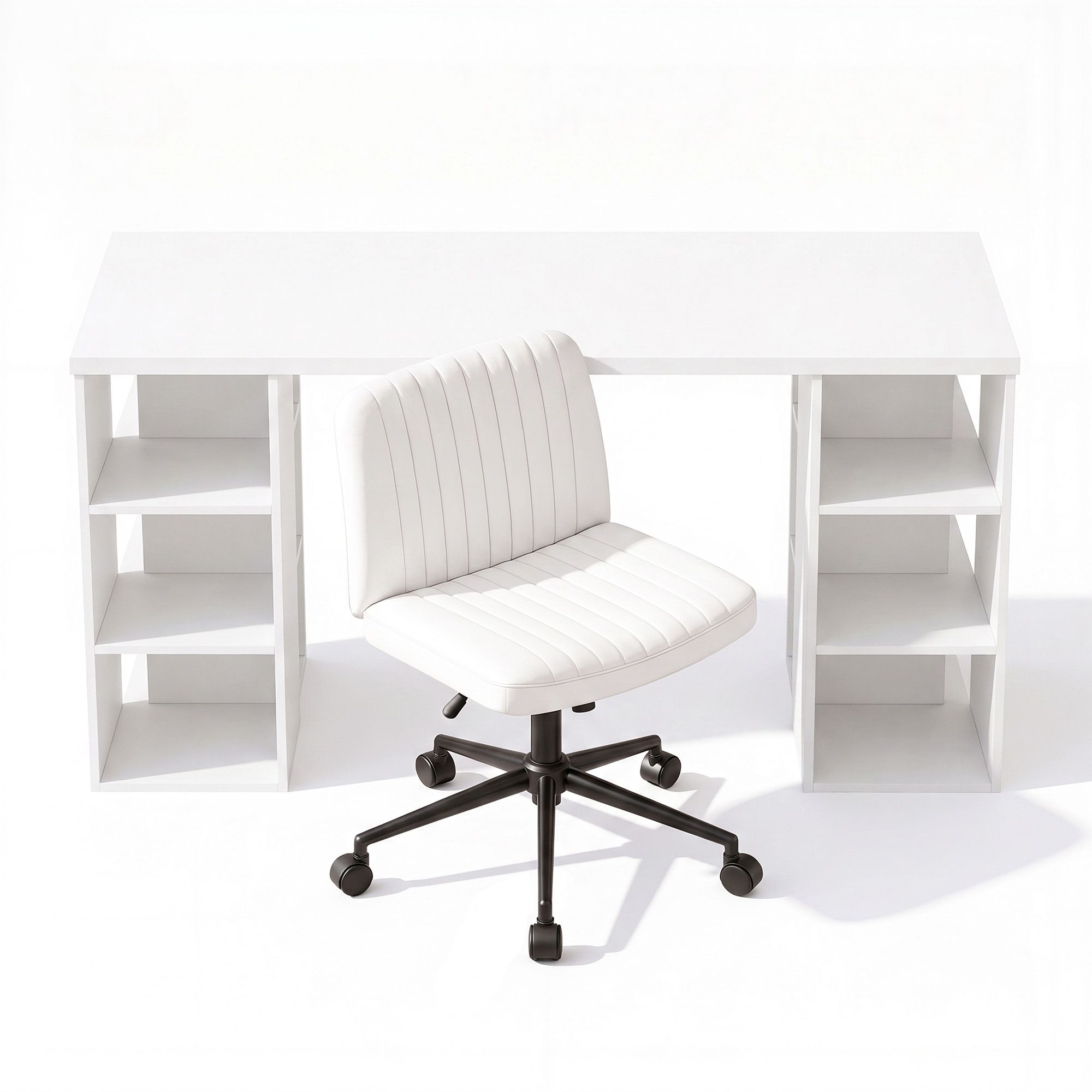 Artiss Office Desk & Chair Set 150cm Computer Desk with 6 Storage Shelves &