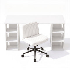 Artiss Office Desk & Chair Set 150cm Computer Desk with 6 Storage Shelves &