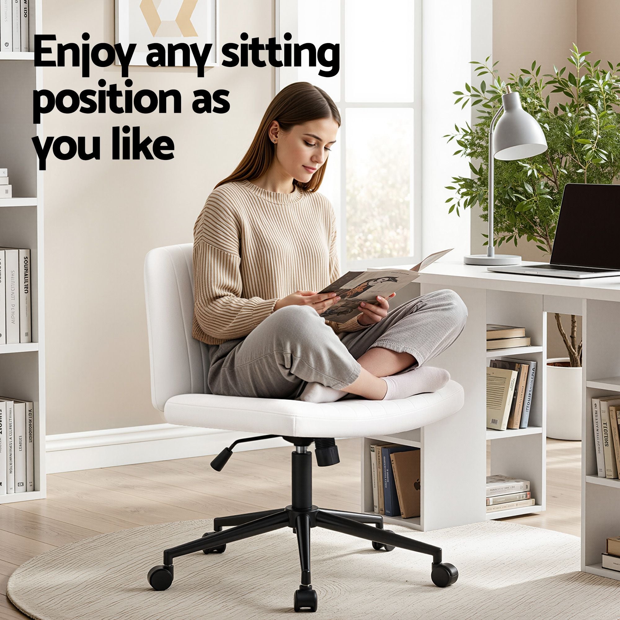 Artiss Office Desk & Chair Set 150cm Computer Desk with 6 Storage Shelves &