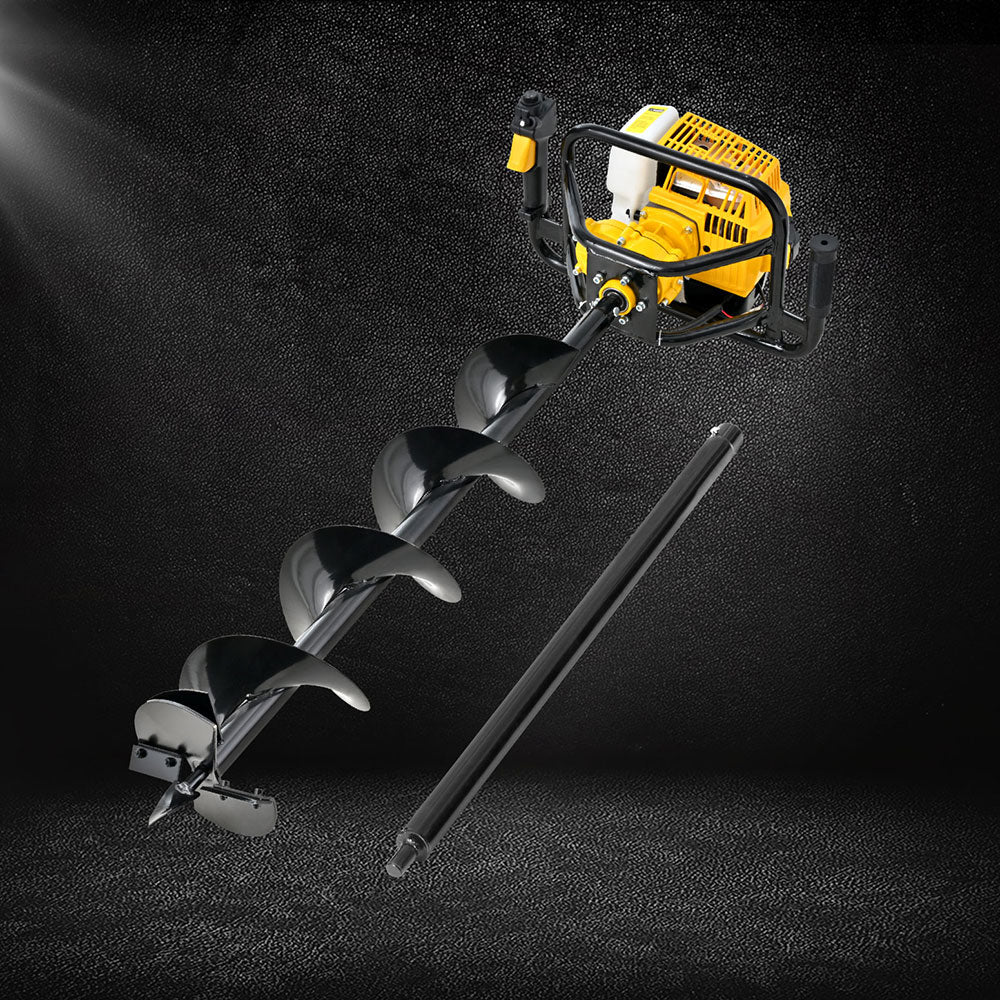 Giantz Post Hole Digger 200mm Petrol Drill Auger Extension Bits