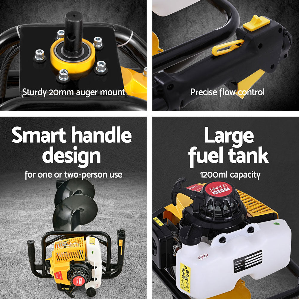 Giantz Post Hole Digger Petrol Motor Drill Extension Auger Bits Kits
