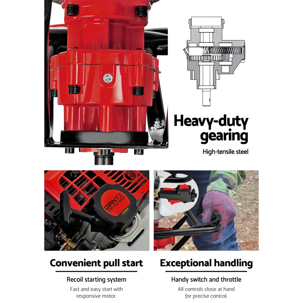 Giantz Post Hole Diggers Petrol Digger Extension Auger Bits