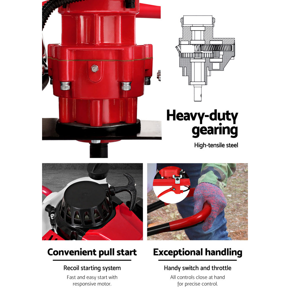 Giantz Post Hole Digger 300mm Petrol Drill Extension Auger Bits