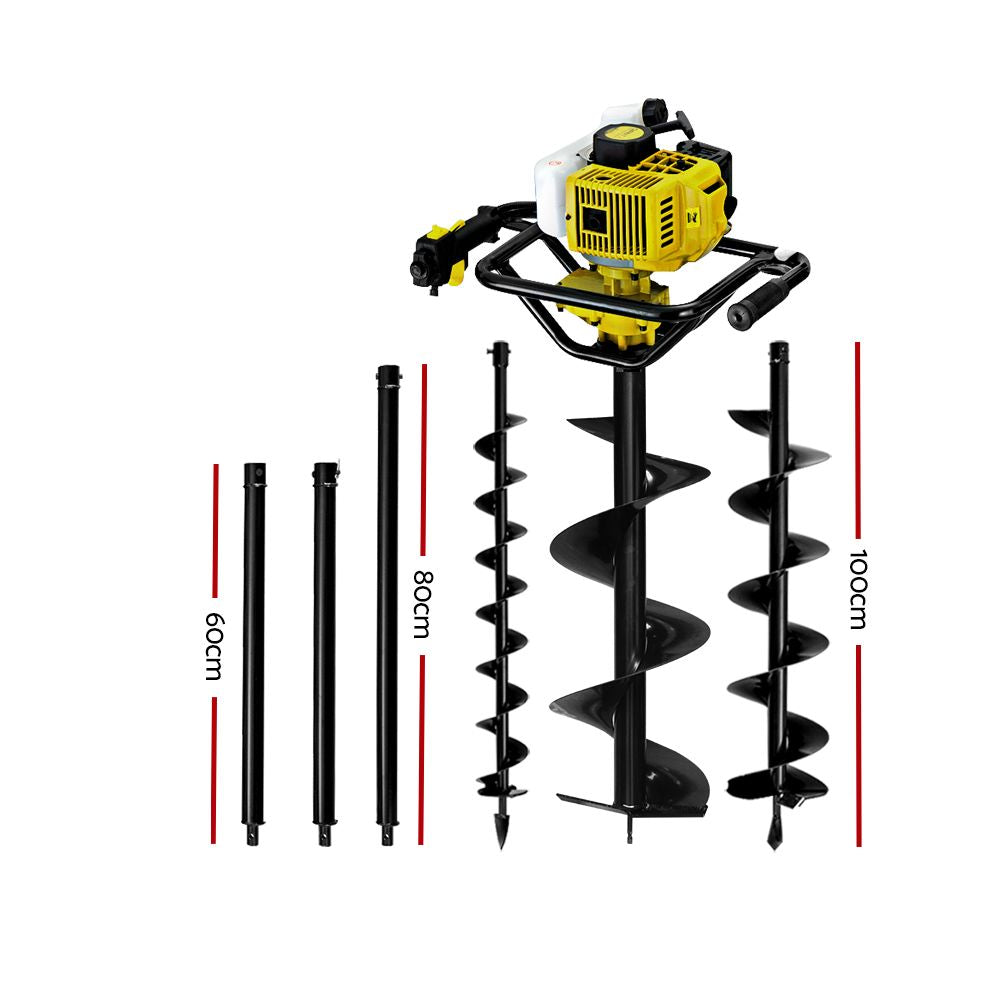 Giantz Post Hole Digger Petrol Drill Auger Extension Bits