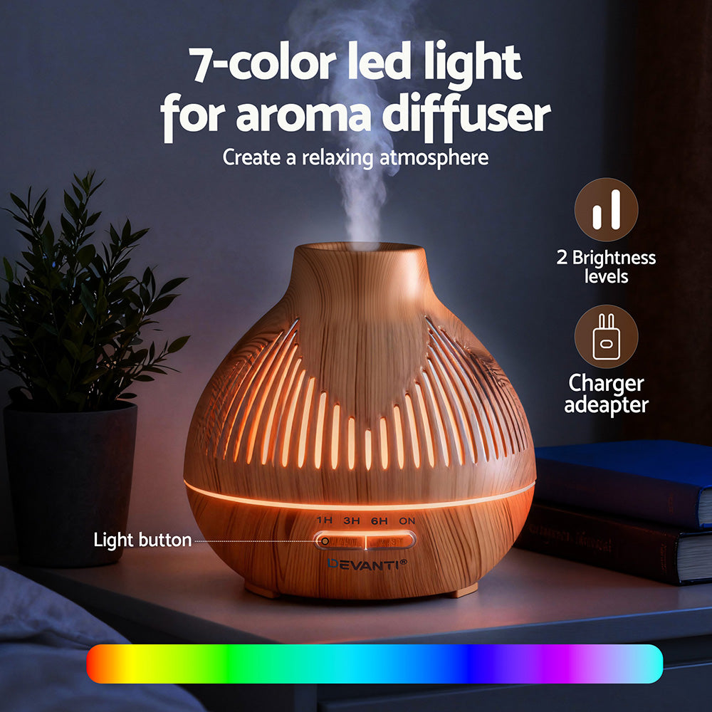 Devanti Ultrasonic Aroma Diffuser Aromatherapy 400ml LED Free Delivery