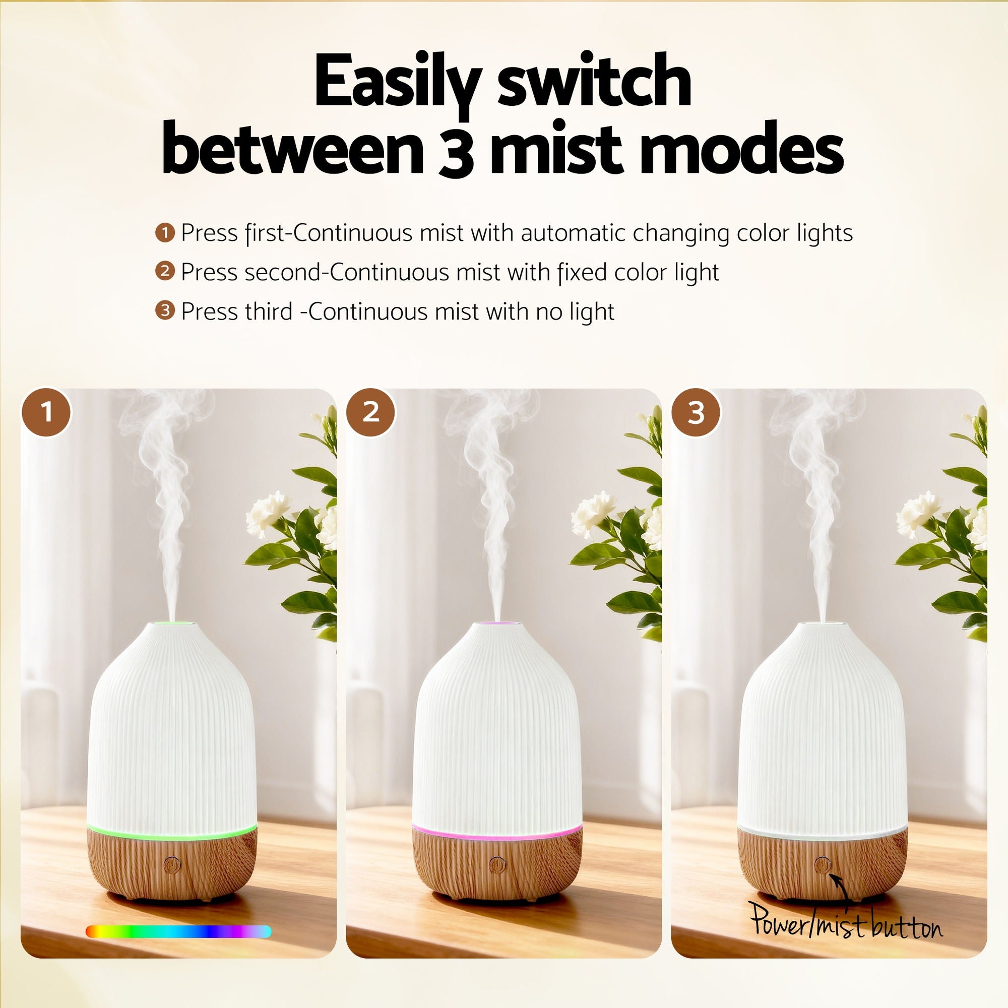 Devanti Ultrasonic Aroma Diffuser Aromatherapy 100ml LED Free Delivery