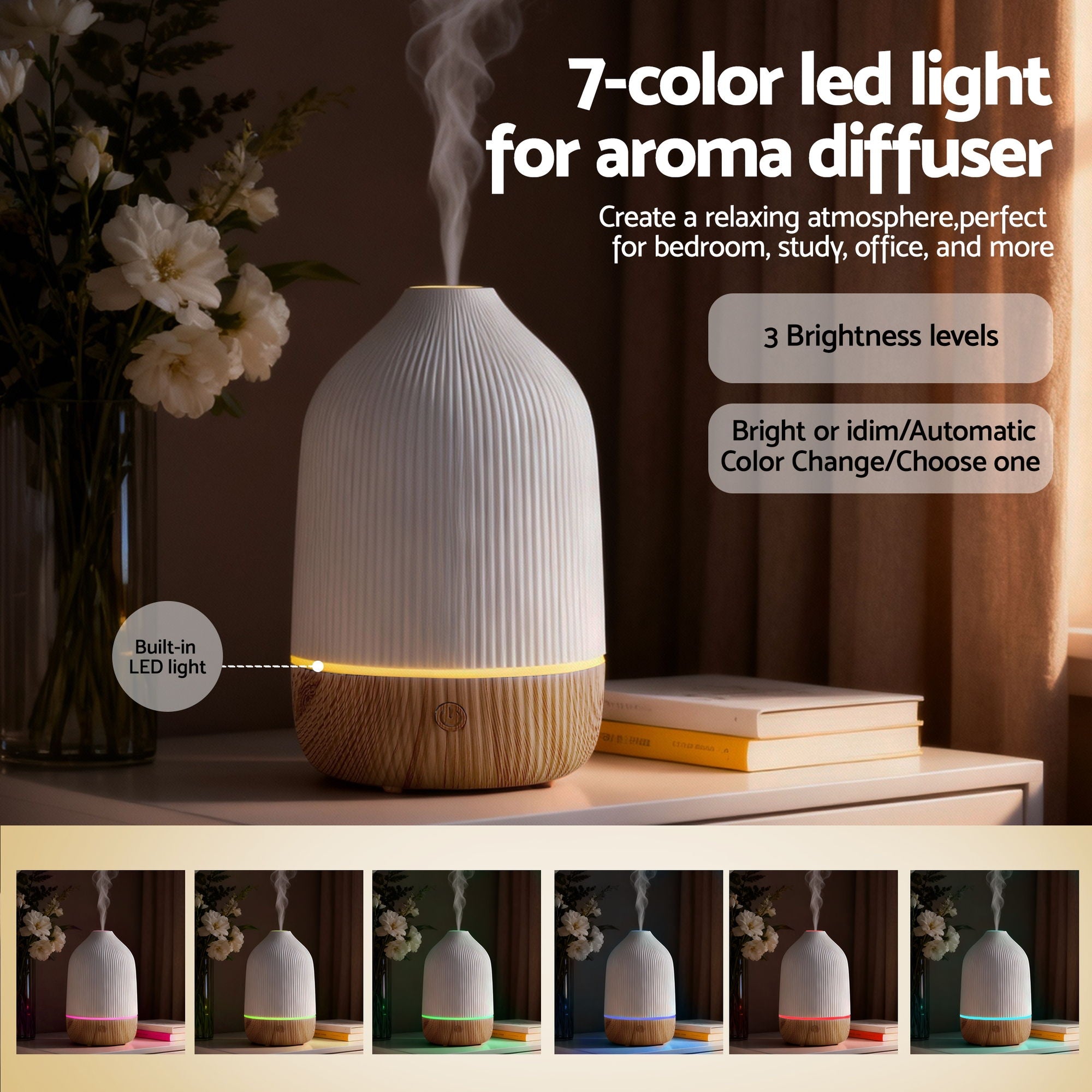 Devanti Ultrasonic Aroma Diffuser Aromatherapy 100ml LED Free Delivery