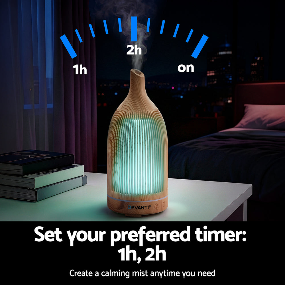 Devanti Ultrasonic Aroma Diffuser Aromatherapy 200ml LED Free Delivery