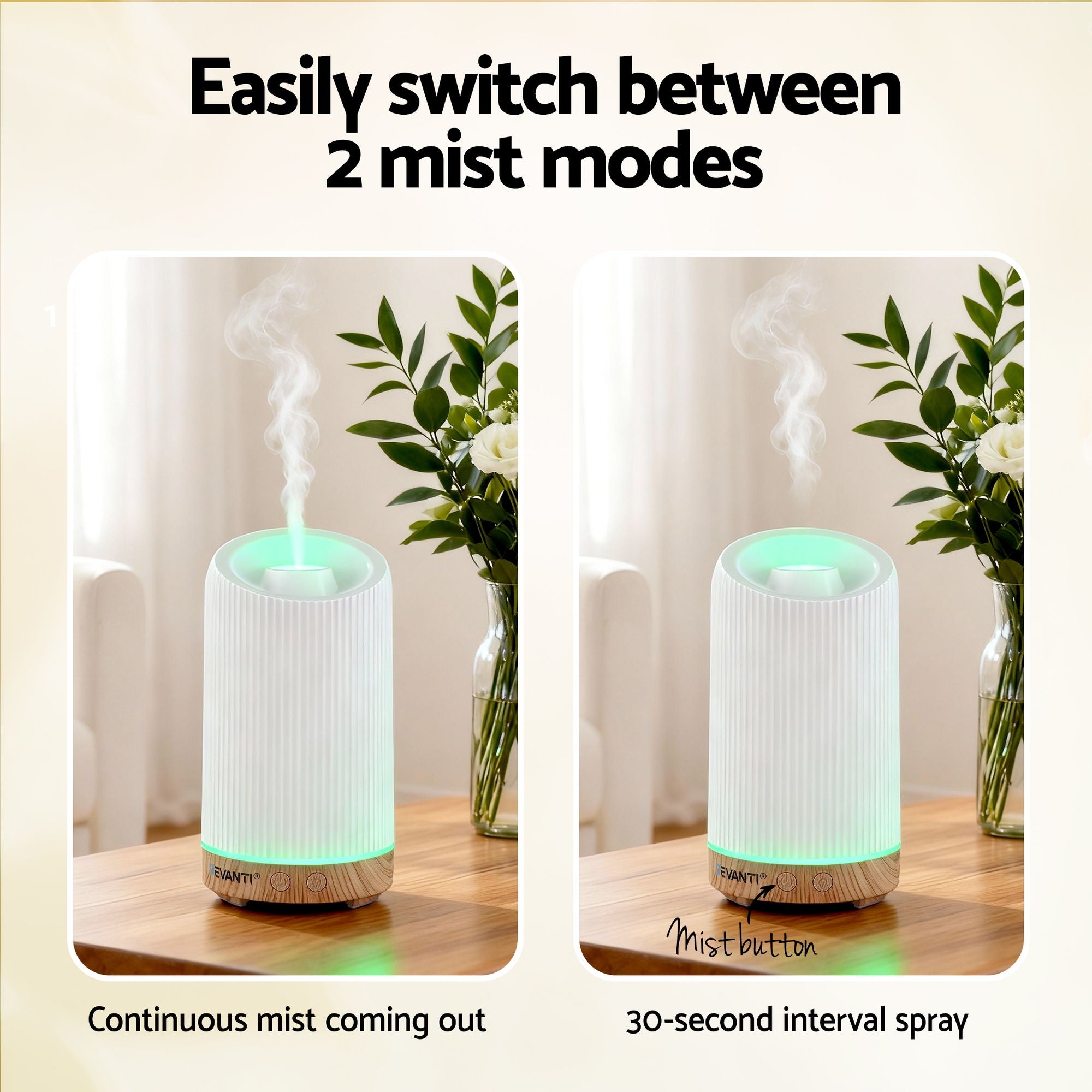 Devanti Ultrasonic Aroma Diffuser Aromatherapy 200ml LED Free Delivery