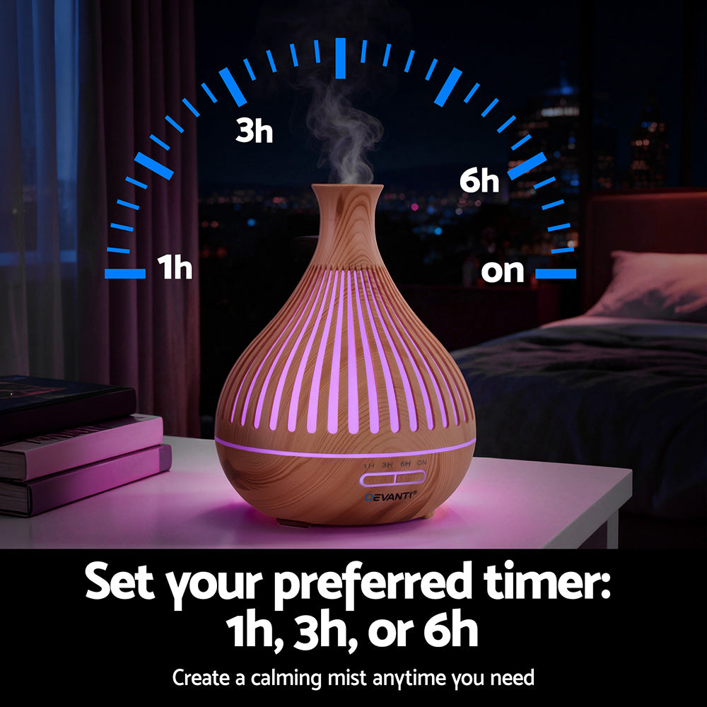 Devanti Ultrasonic Aroma Diffuser Aromatherapy 400ml LED Free Delivery